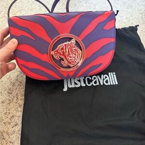 Just Cavalli Vibrant Red and Purple Crossbody Bag